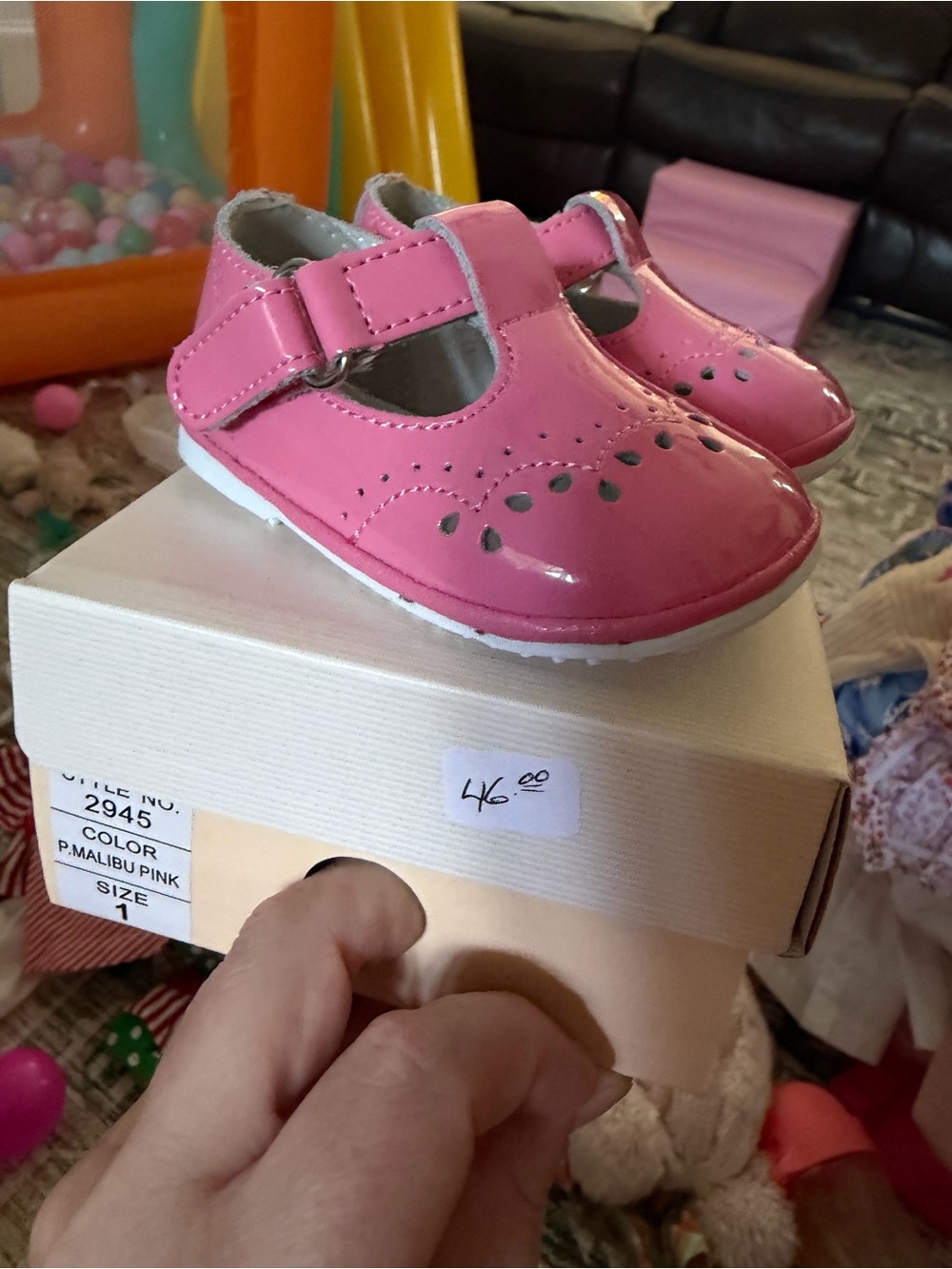 Angels Pink Patent Mary Jane T-Strap Baby Walkers